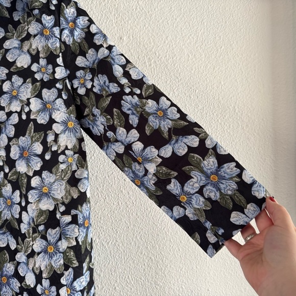 Sam Chen Brocade A-Line Coat M/L Forget Me Not Floral Designer New Dark Romance - Picture 8 of 16